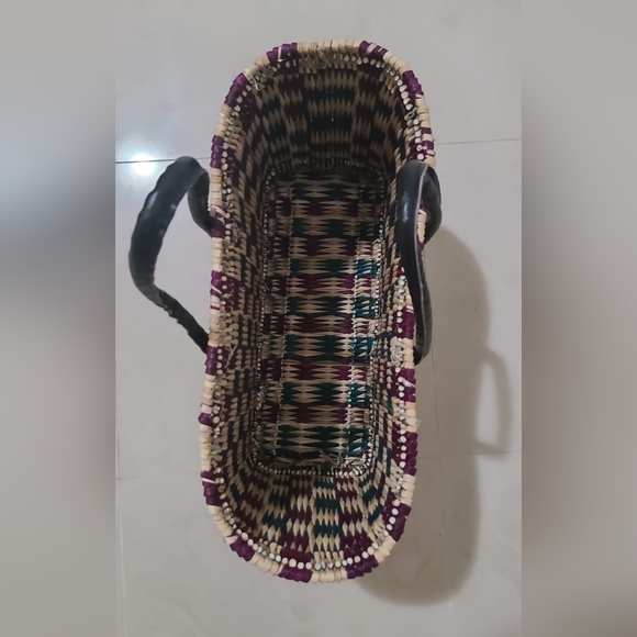 NEW - Hand Woven Bag, Purple, Green and tan - Picture 3 of 4
